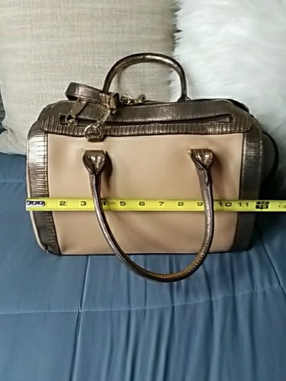 Nicole Lee Metallic Brown Satchel with Multicolor Beadwork